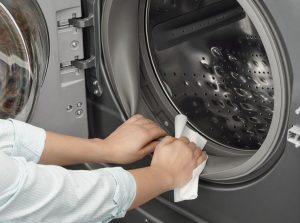 Image of a person cleaning a dryer