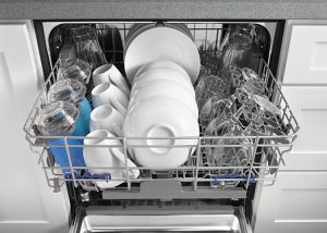 Image of an open dishwasher